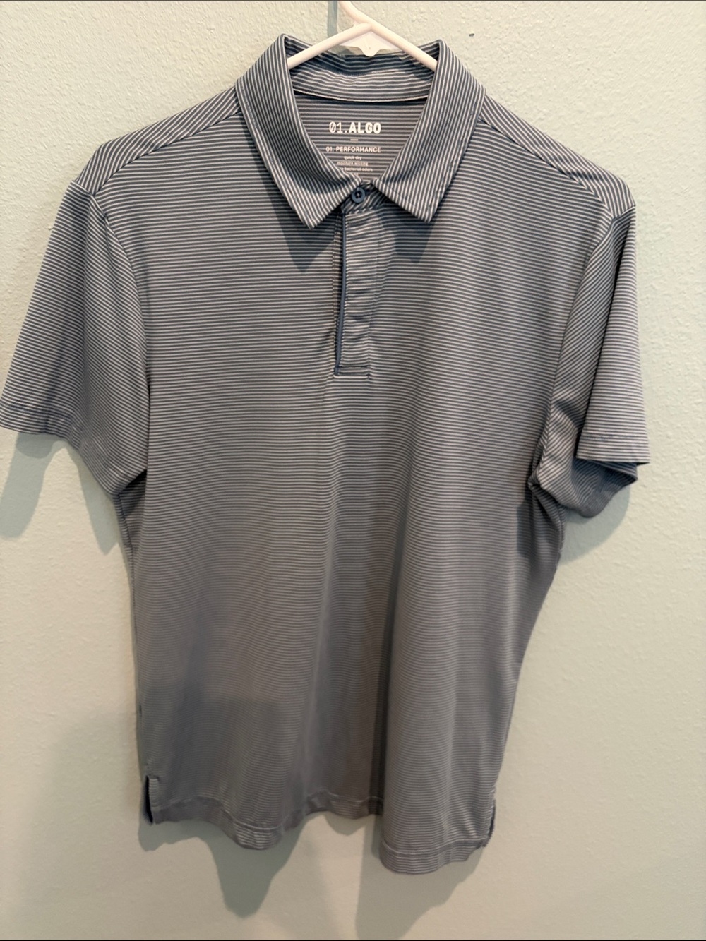 Men's Light Grey Micro-Stripe Performance Polo